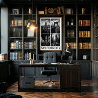 New York City Skyline Monochrome Poster Classic Wall Art