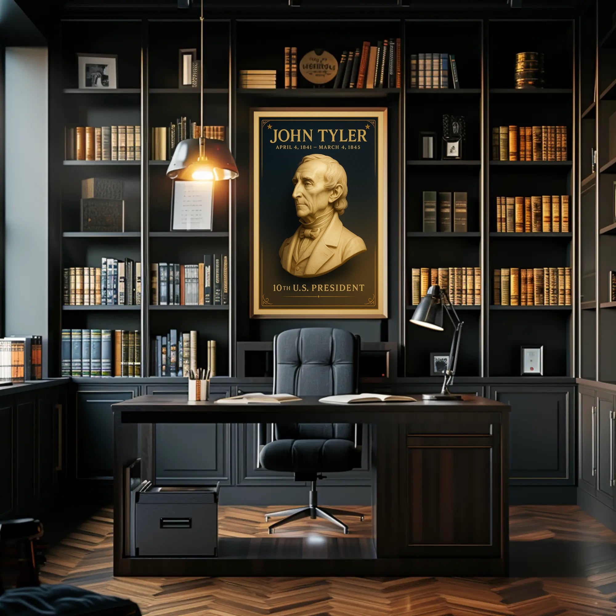 Prestigious Vintage Poster Featuring 10th U.S. President PosterGoat