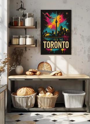 Vibrant Toronto Travel Poster with Iconic City Landmarks