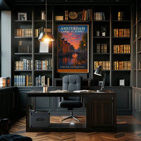 Amsterdam Canal Sunset Poster Golden Hour Wall Art Print
