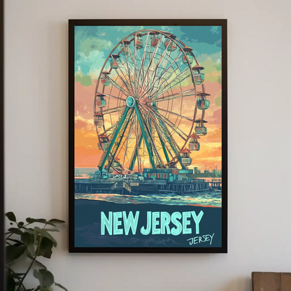 New Jersey Boardwalk Vintage Travel Poster