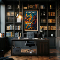 Saint Michael Archangel Wall Art Poster For Catholic Decor Sacred Guardian Artwork