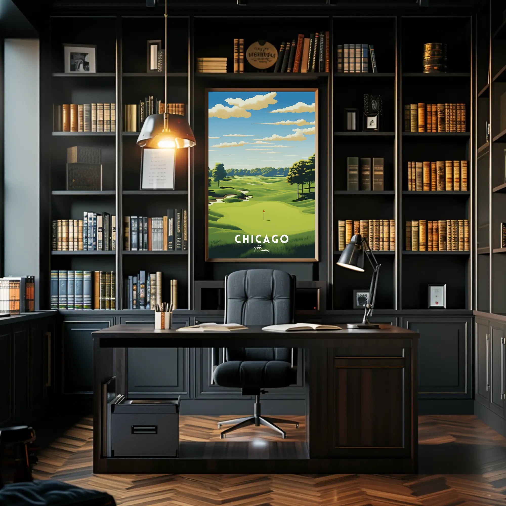 Chicago Golf Course Scenic Travel Poster