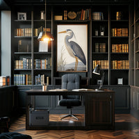Heron Illustration Poster Elegant Coastal Wall Art