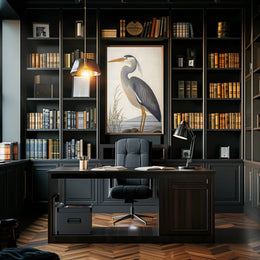 Heron Illustration Poster Elegant Coastal Wall Art
