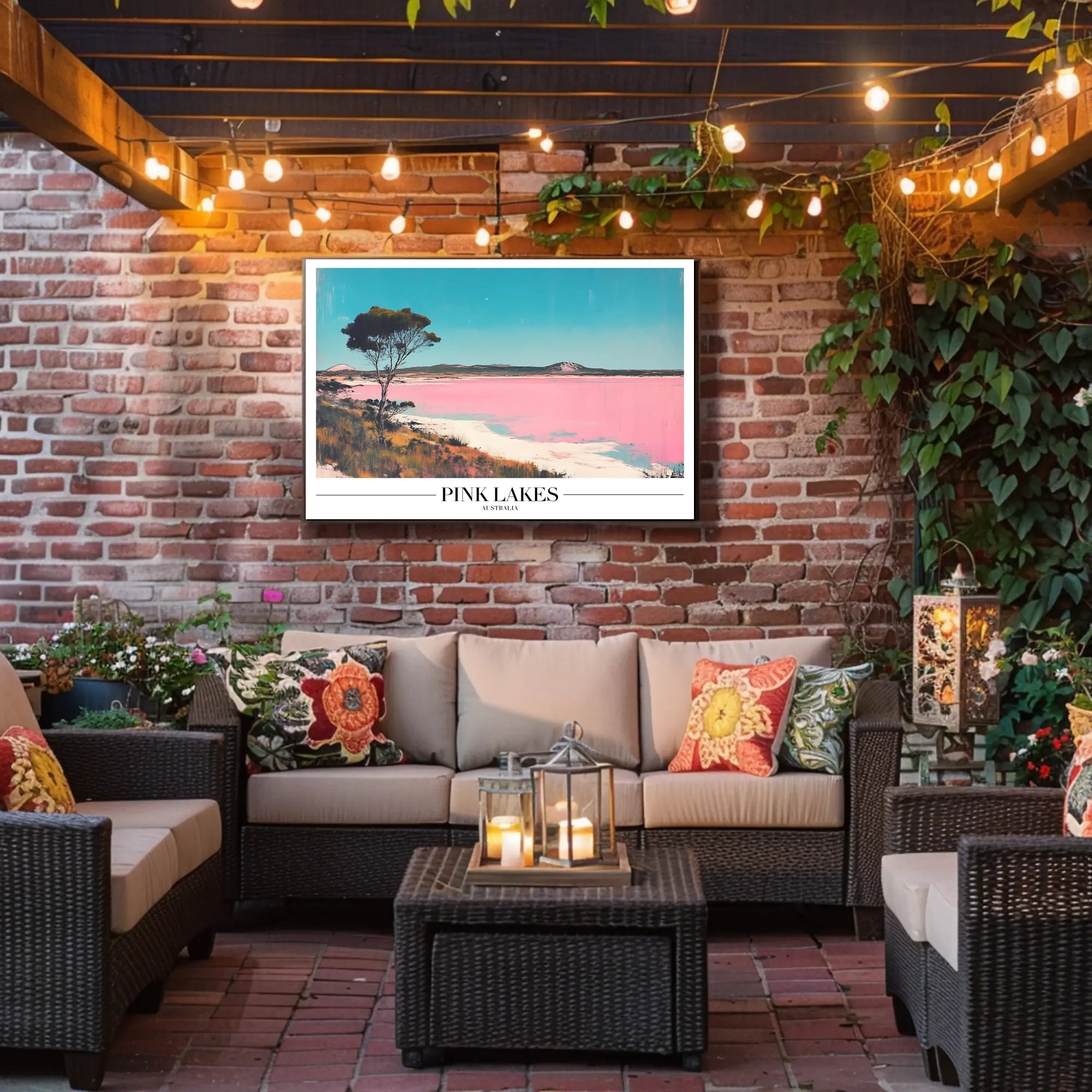 Serene Pink Lakes at Dusk Travel Poster