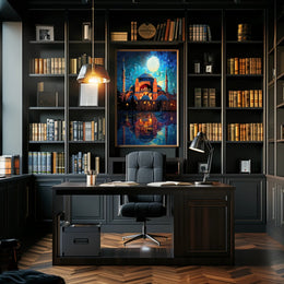 Moonlit Reflections Of Architectural Poster