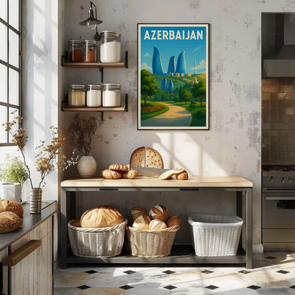 Majestic Azerbaijan Cityscape, Landmarks and Culture Travel Poster