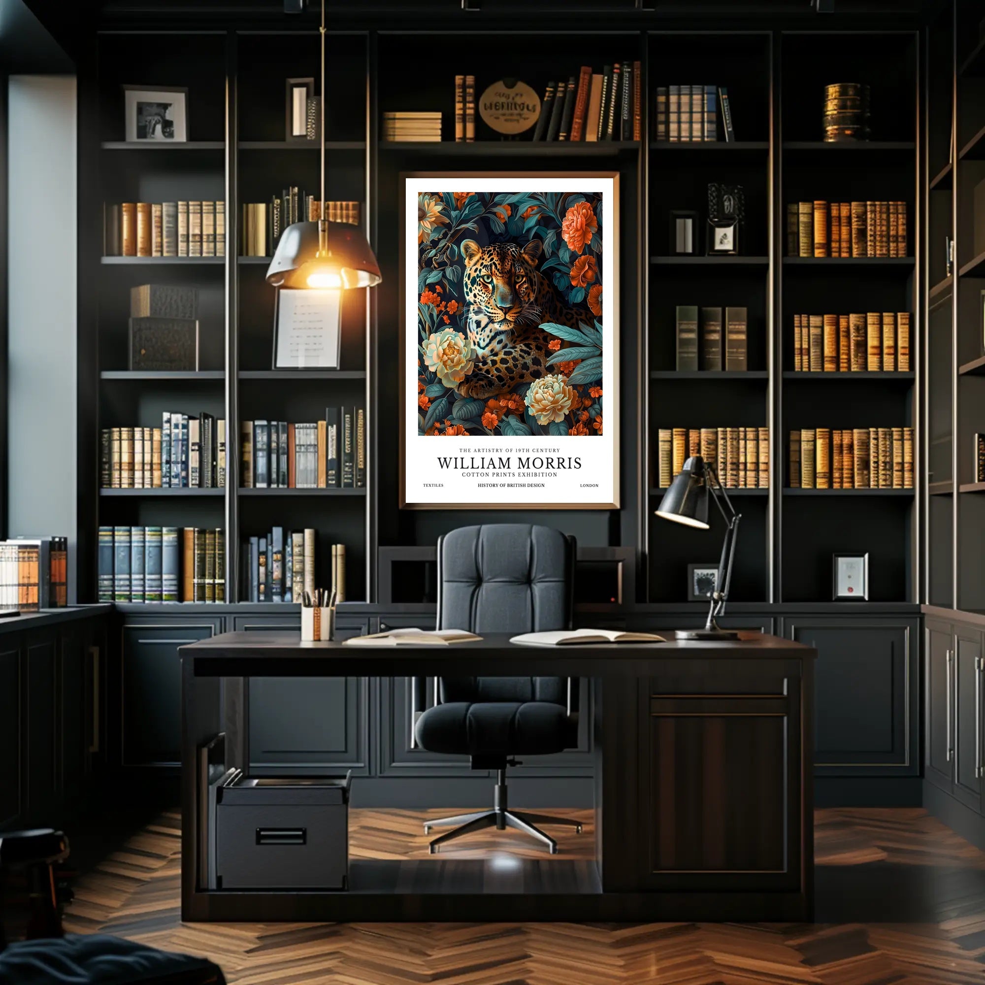Leopard in Floral Elegance: Artistic Poster