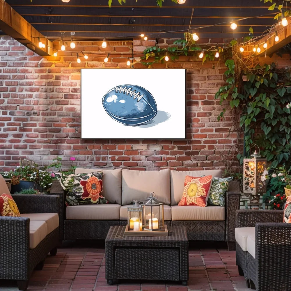 Stylized Blue American Football Art Poster
