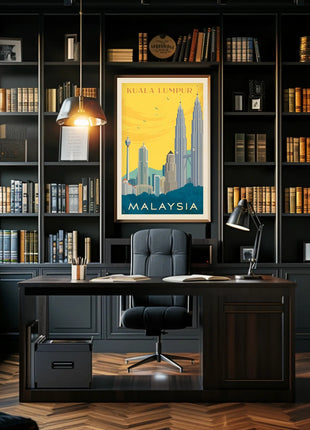Kuala Lumpur Landmarks Vintage Travel Poster