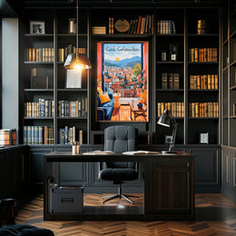 Cali, Colombia: Sunset Serenity Through an Open Window Poster