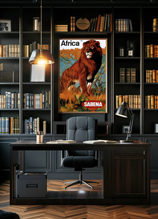 Africa Wildlife Travel Adventure Sabena Airlines Poster