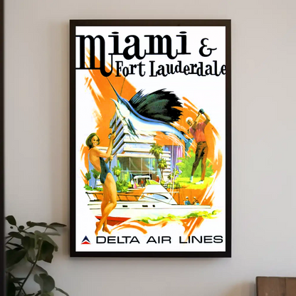 Miami & Fort Lauderdale Vintage Poster - Delta Air Lines