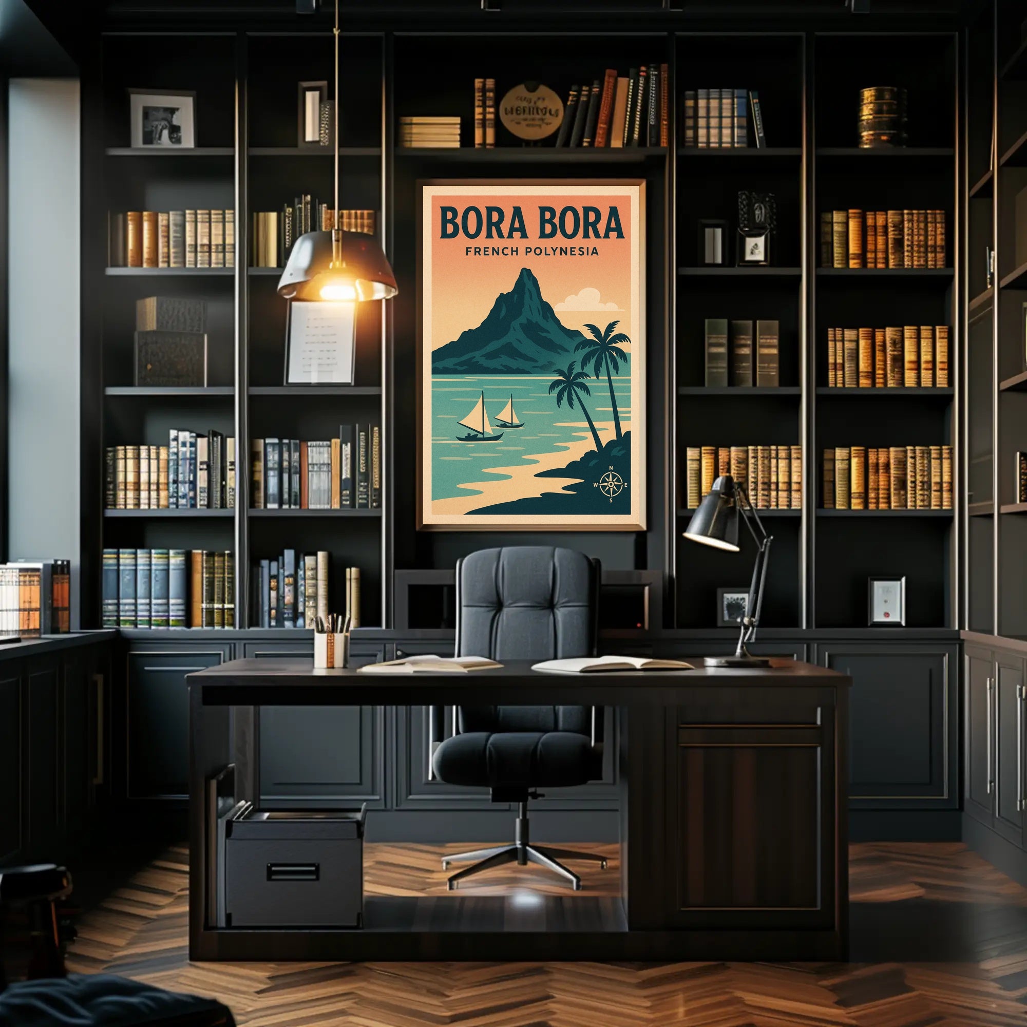Bora Bora Vintage Travel Art, Tropical Paradise Travel Poster PosterGoat