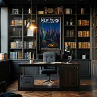 New York City Skyline with Statue of Liberty Urban Poster