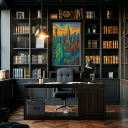 New York City Skyline Poster Impressionistic Wall Art