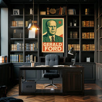 Gerald Ford Presidential Portrait Historical Figure Photography Realism Iconic American Heritage Decor Poster