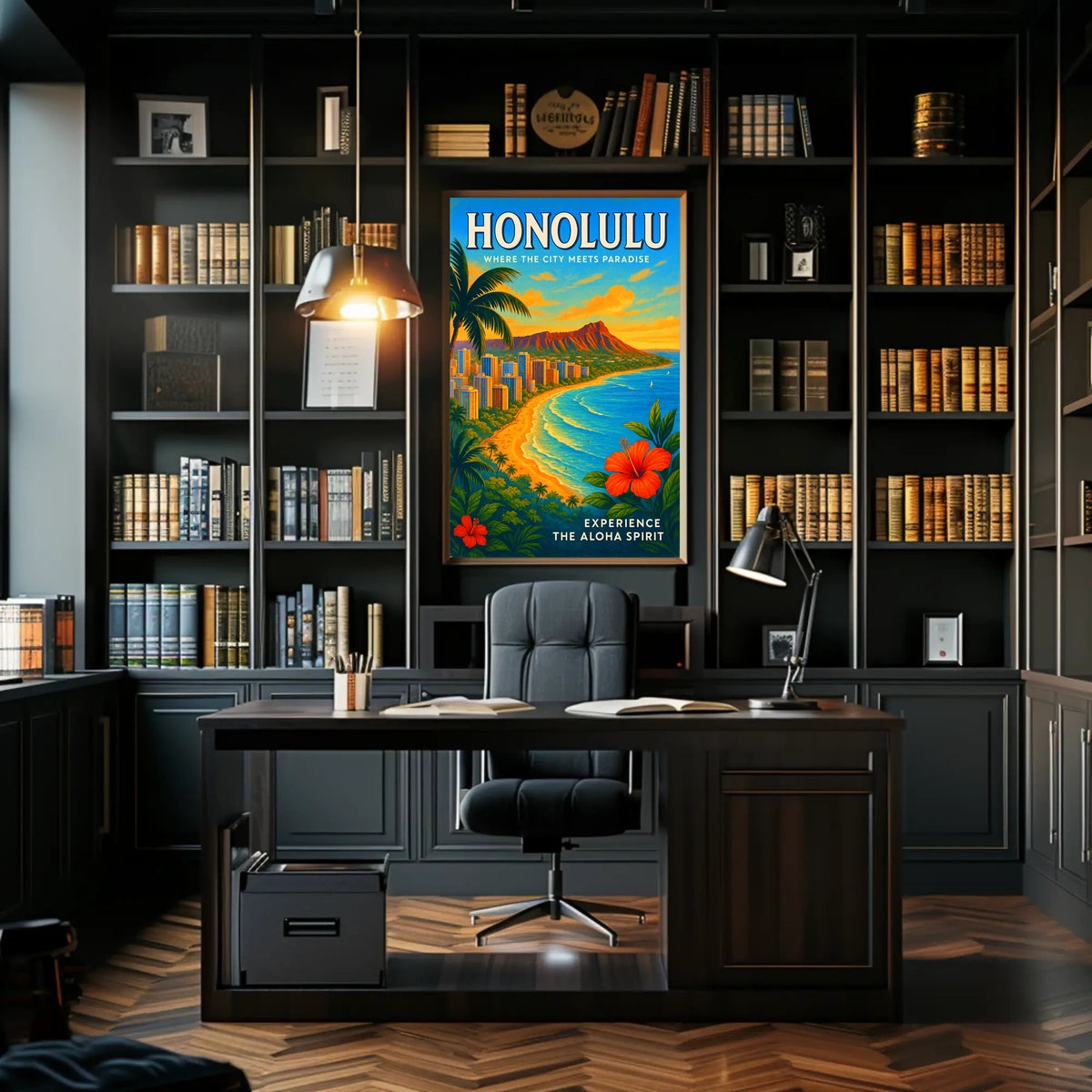 Honolulu Where the City Meets Paradise Poster
