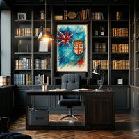 Fiji Flag Watercolor Art Poster