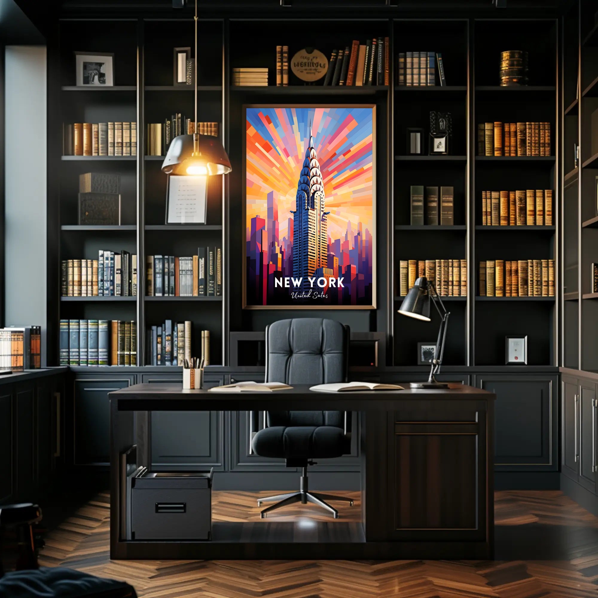 Vibrant Skyscraper Art: New York City Urban Poster