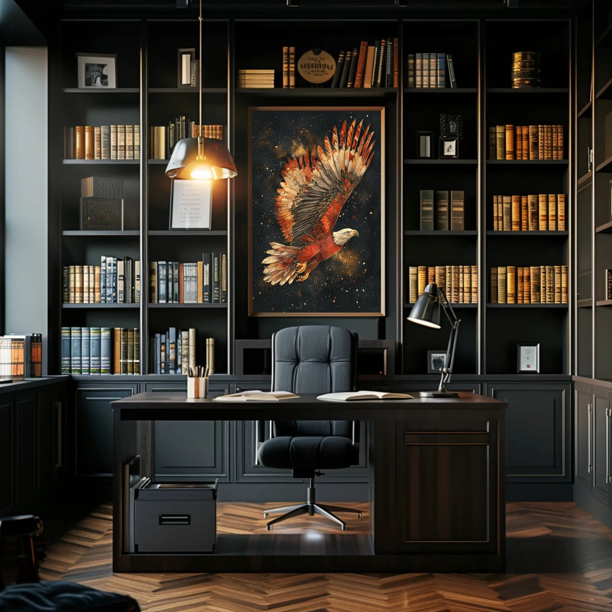 Majestic Cosmic Eagle in Flight Art Poster