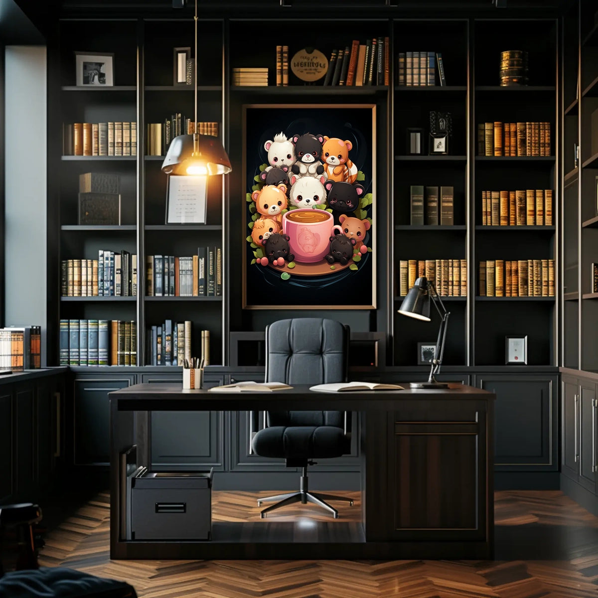 Adorable Bears Cozy Mug Whimsical Poster Art