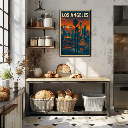 Los Angeles Hollywood Sunset Travel Poster