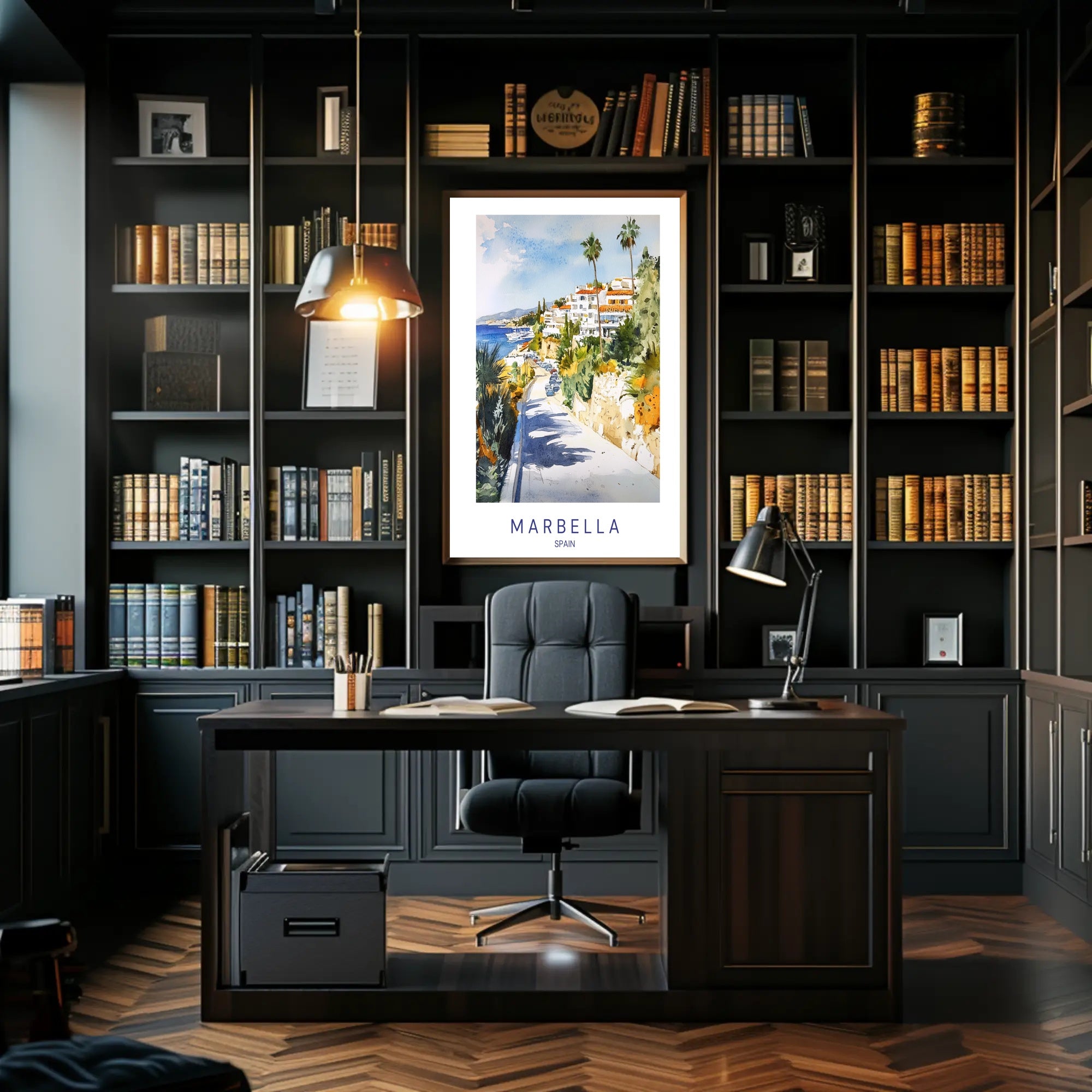 Coastal Charm of Marbella Poster PosterGoat
