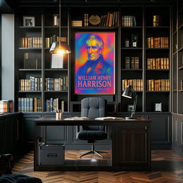 William Henry Harrison 9th President of the United States Neon Gradient Overlay Poster