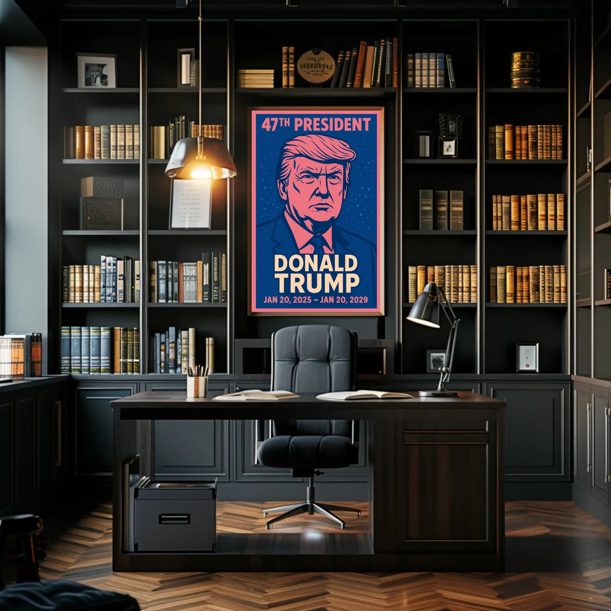 Donald Trump Visionary Renewal Digital Painting Typography Patriotic Legacy Poster