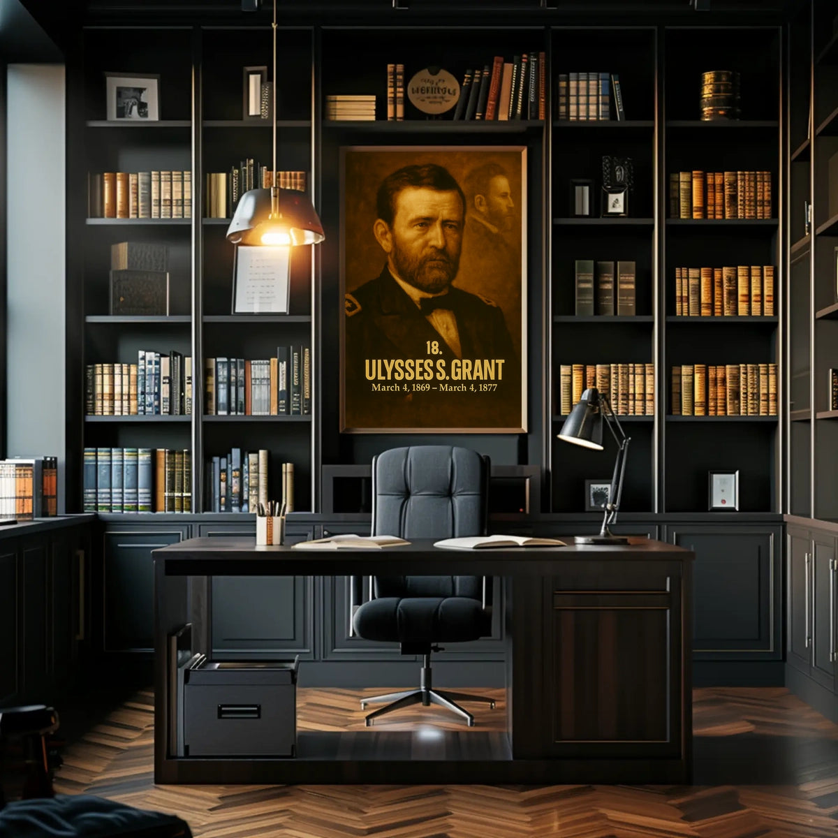Ulysses S Grant Poster Vintage Analog Film Aesthetic Presidential Portrait Wall Art Historical Print