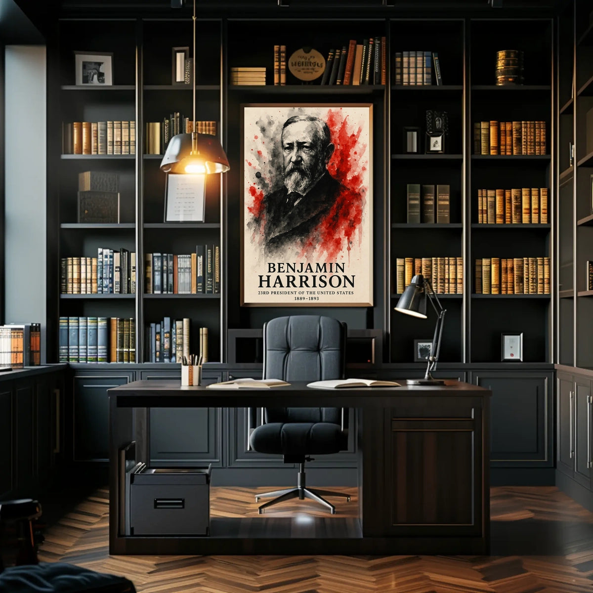 Benjamin Harrison Presidential Watercolor Art Historical Poster