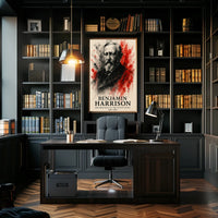 Benjamin Harrison Presidential Watercolor Art Historical Poster