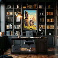 Easter Island Moai Statues Modern Art Poster