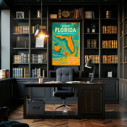 Florida Travel Poster Vintage Sunshine State Print