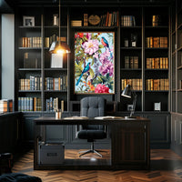 Vibrant Exotic Birds Botanical Art Animal Poster
