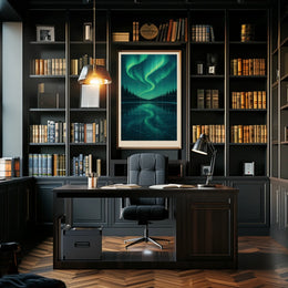 Aurora Borealis Over Frozen Lake Poster