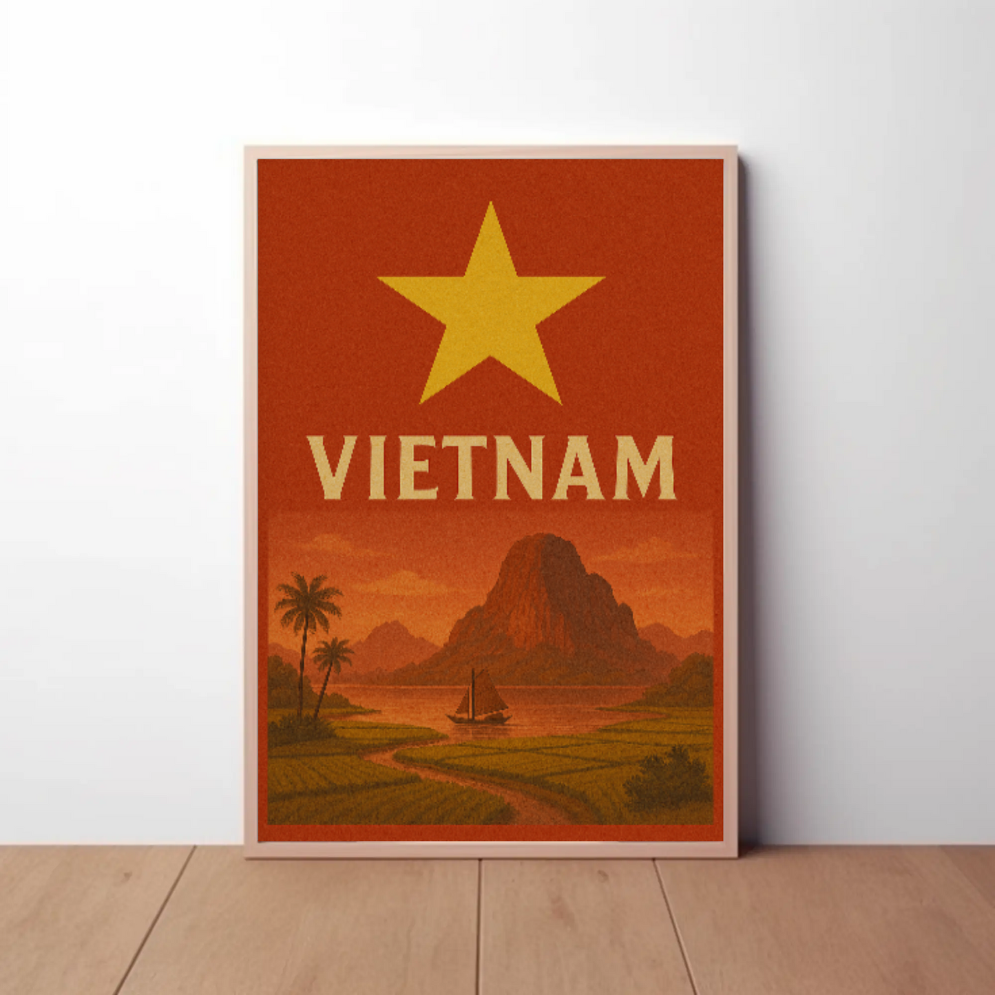 Vietnamese Serenity Travel Art: Vintage Exploration Travel Poster