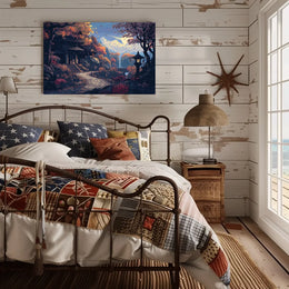 Serene Japanese Autumn Pixel Art Poster
