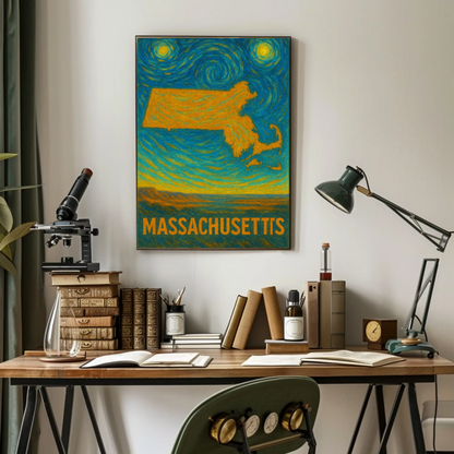 Massachusetts Starry Night Poster