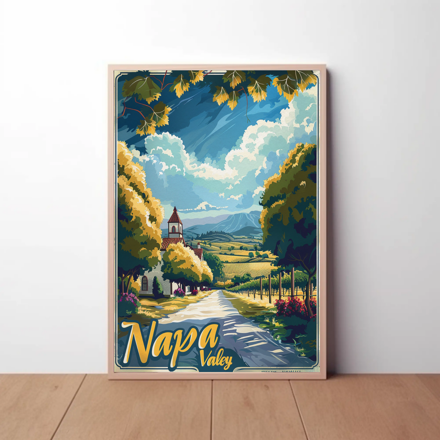 Napa Valley Church and Fields Travel Poster