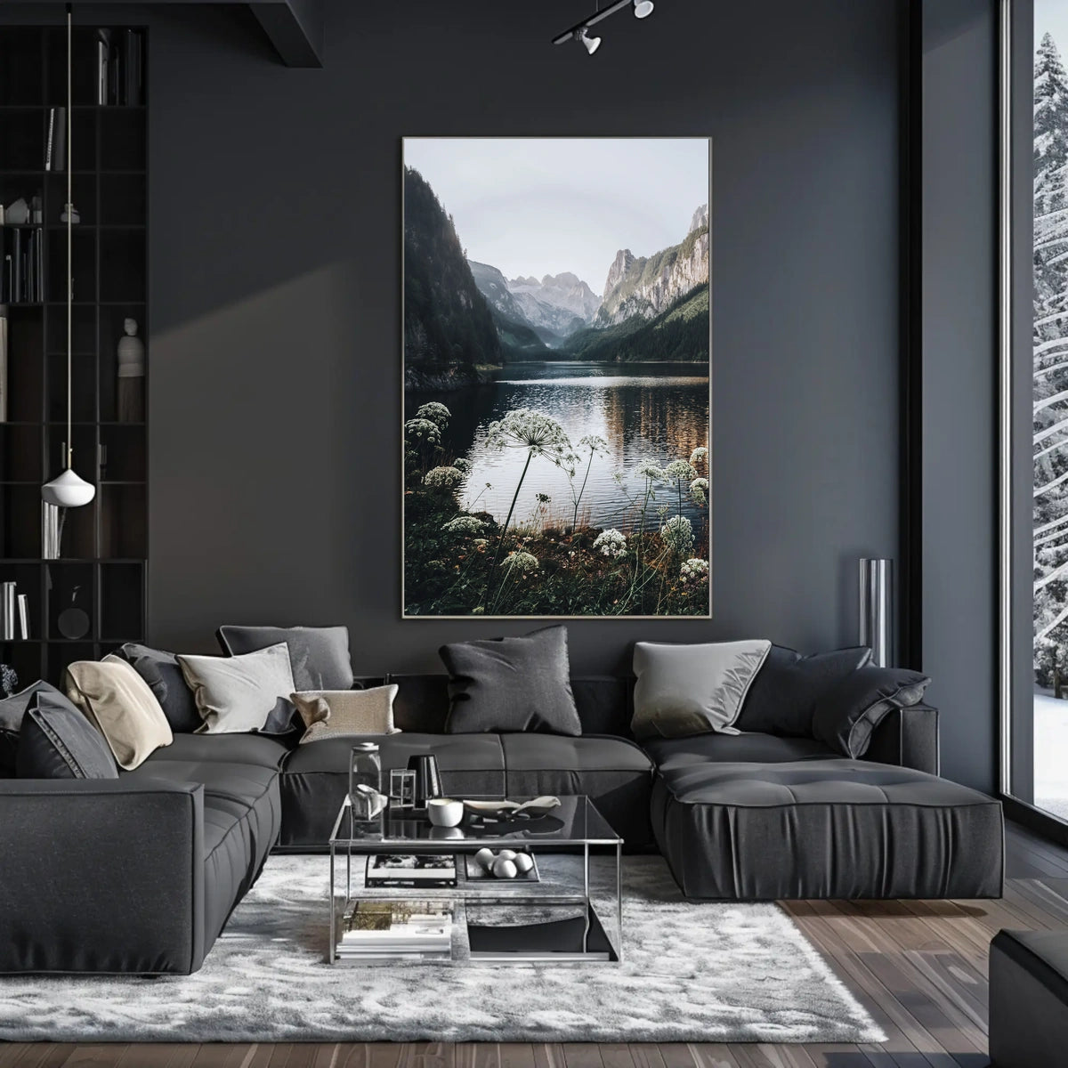 Majestic Mountain Landscape Poster with Tranquil Lake