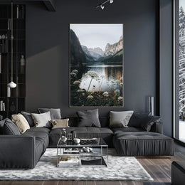 Majestic Mountain Landscape Poster with Tranquil Lake