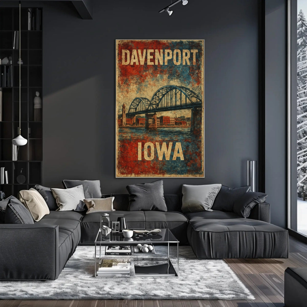 Davenport, Iowa Vintage Bridge Vintage Poster