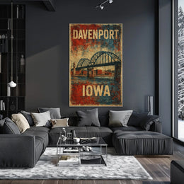 Davenport, Iowa Vintage Bridge Vintage Poster
