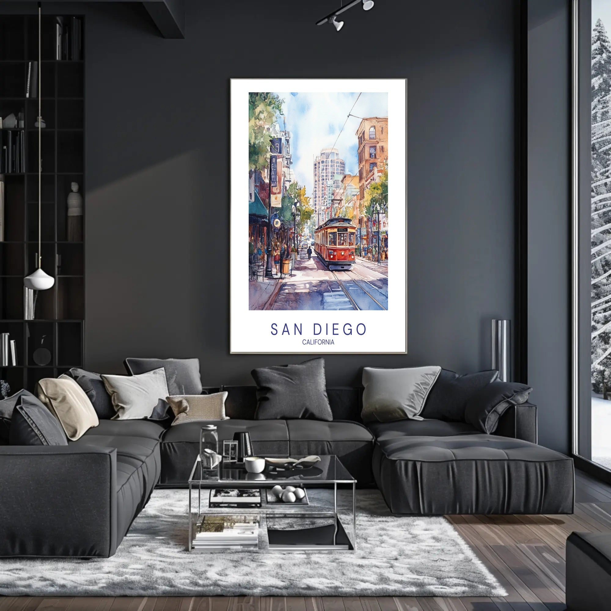 San Diego Streetcar Scene Poster PosterGoat