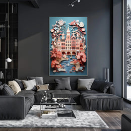 Whimsical Cityscape In Bloom Poster