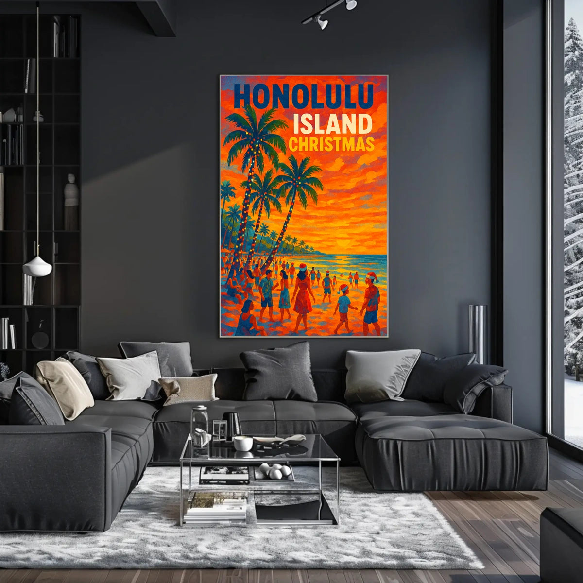 Honolulu Island Christmas Poster
