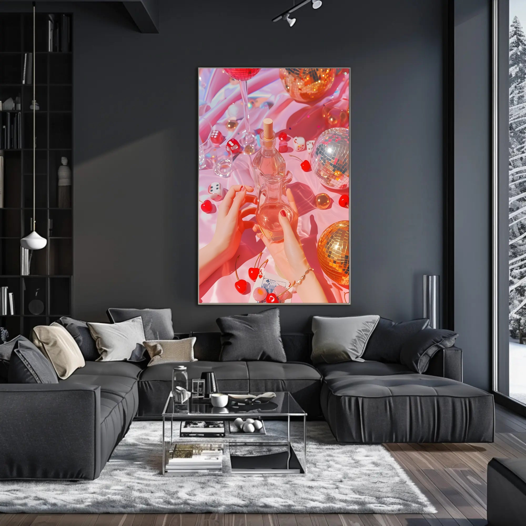 Vibrant Glamorous Nightlife Celebration Artistic Poster PosterGoat